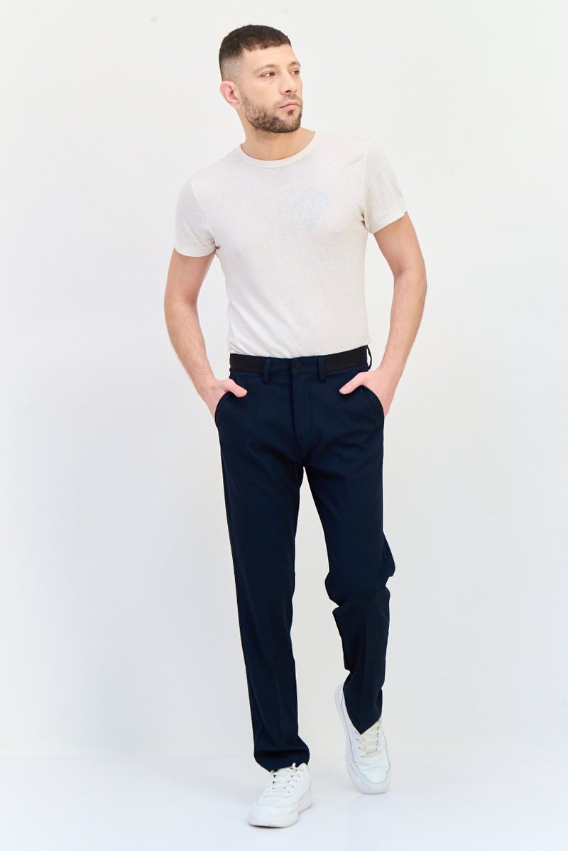 Celio سروال رجالي بقصة عادية، سادة، قابل للتمدد، ساق مستقيم، لون كحلي - Image 4